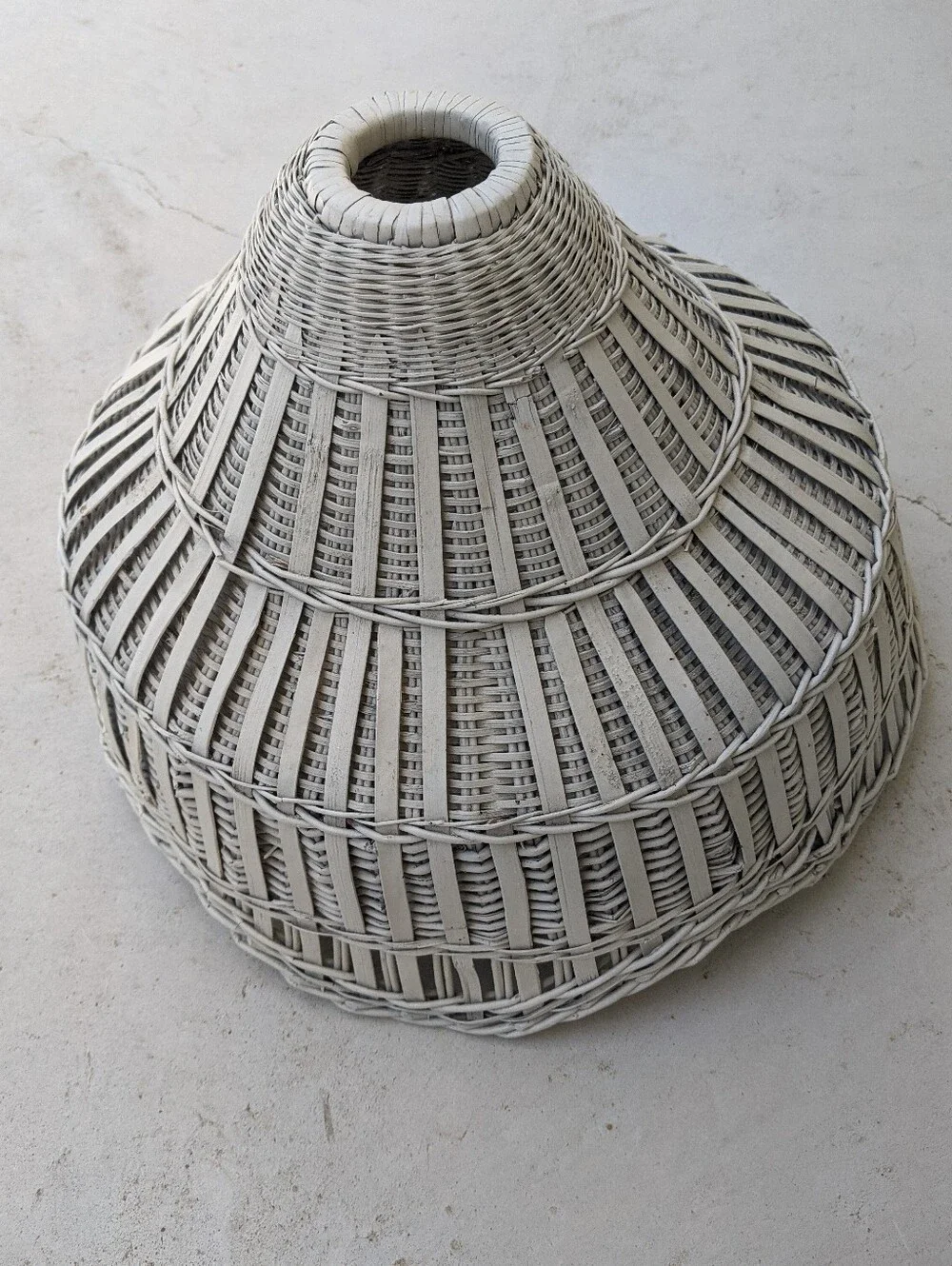 Vintage 80s/90s White Wicker Outdoor Lampshade
